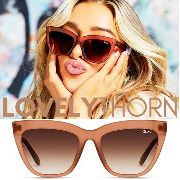 QUAY // ltd ed frosted caramel brown frame brown gradient lens cateyes main image 6